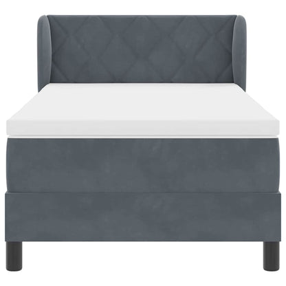 Letto a molle con materasso Grigio scuro 90 x 200 cm Velluto