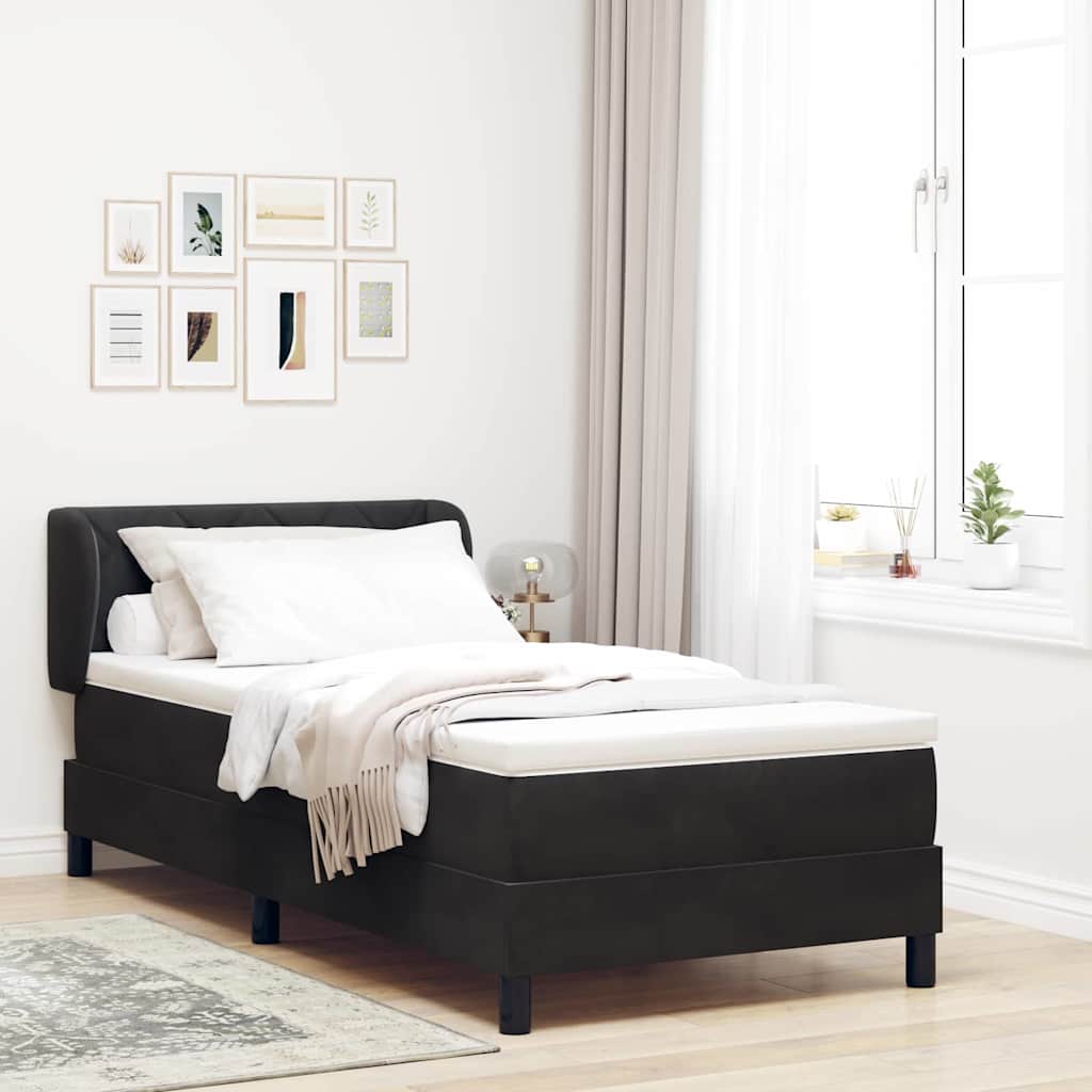 Letto a molle con testiera Nero 90 x 200 cm Velluto | homemem39