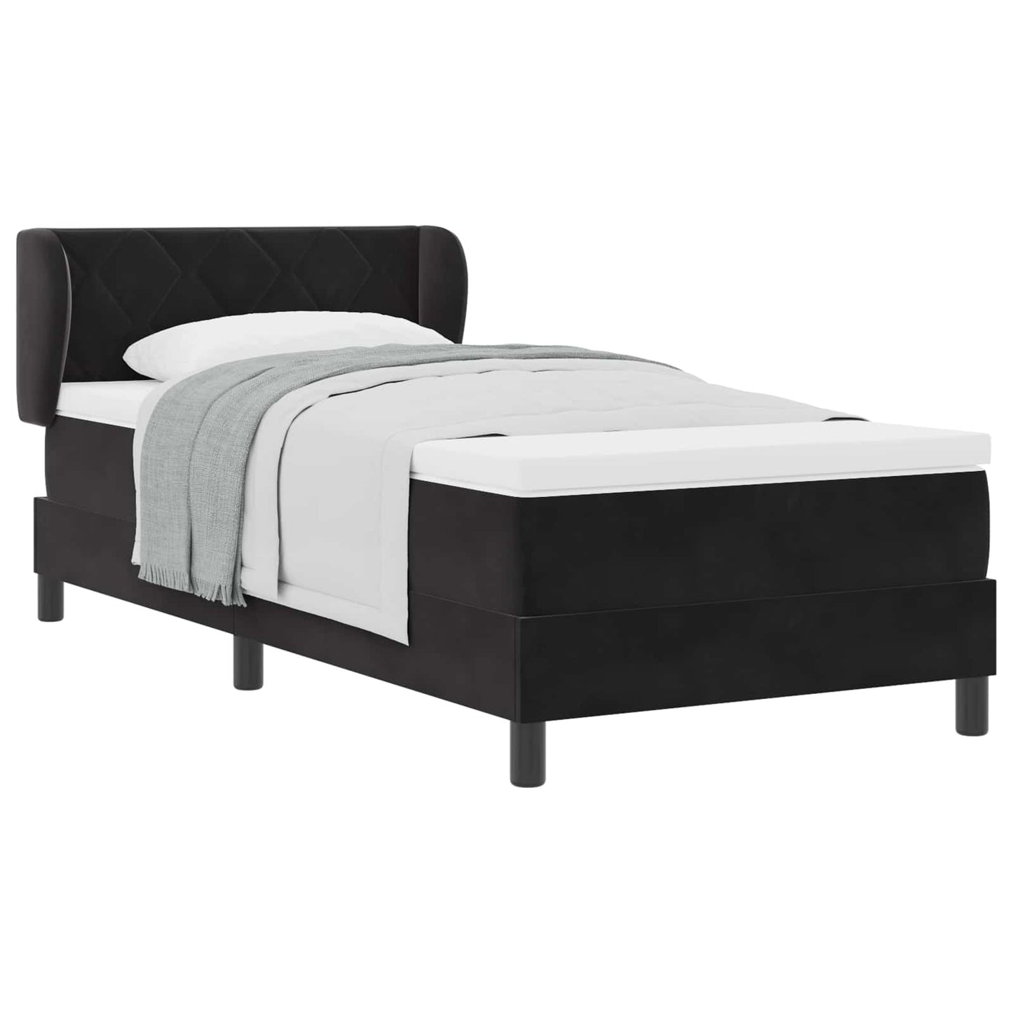 Letto a molle con testiera Nero 90 x 200 cm Velluto | homemem39