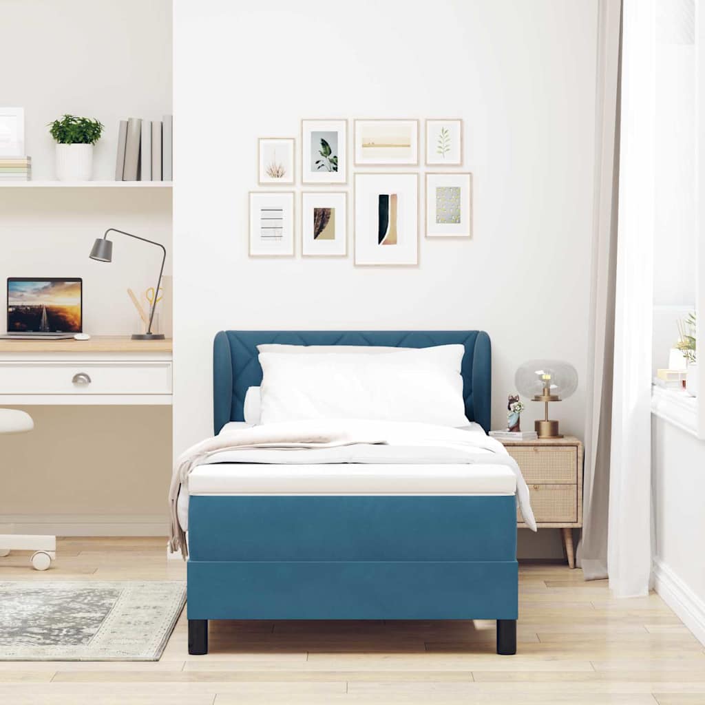Letto a molle con testiera Blu scuro 90 x 200 cm Velluto | homemem39