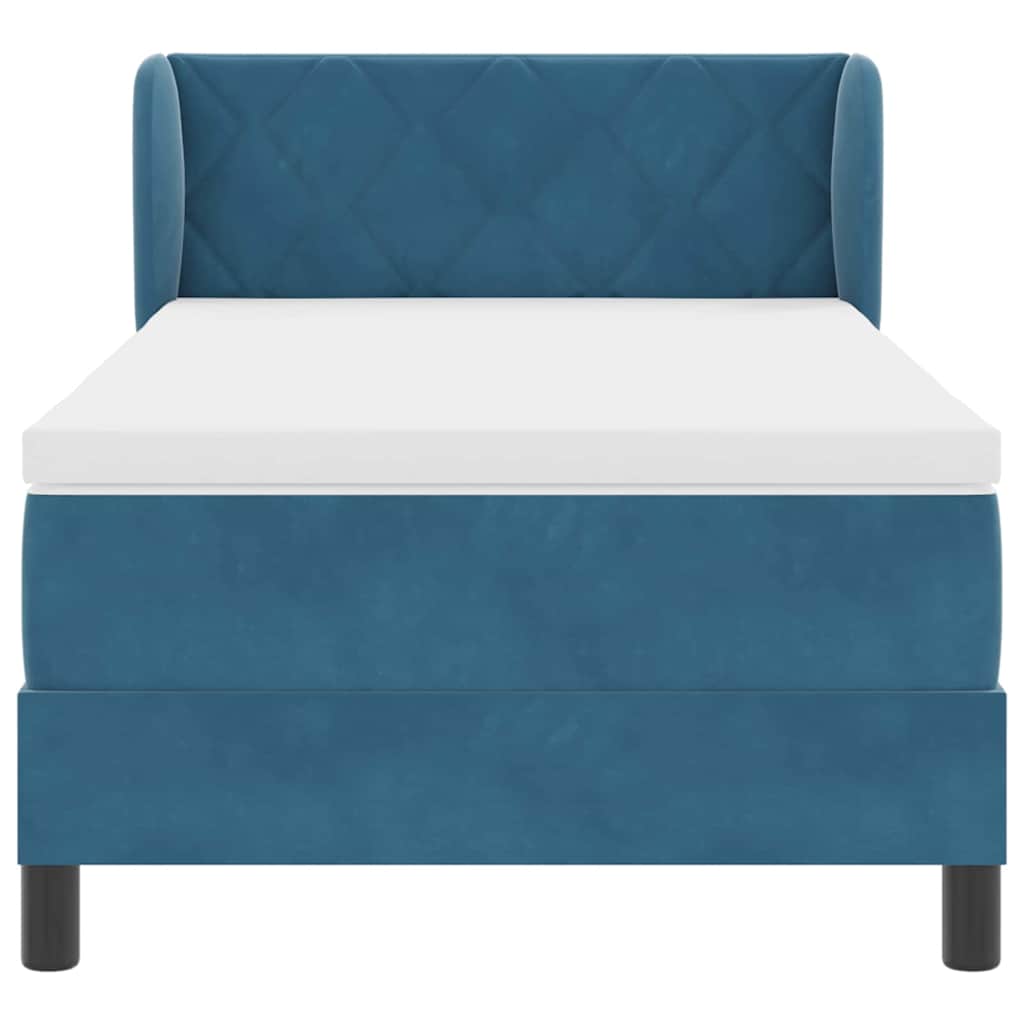 Letto a molle con testiera Blu scuro 90 x 200 cm Velluto | homemem39