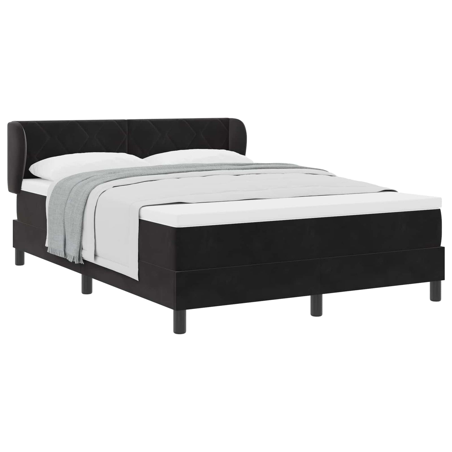 Letto a molle con testiera Nero 140 x 190 cm Velluto | homemem39