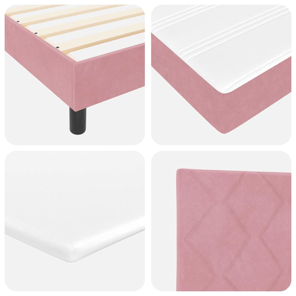 Letto a molle con testiera Rosa 140 x 190 cm Velluto | homemem39