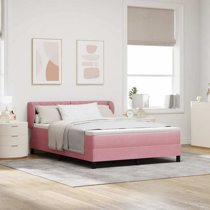 Letto a molle con testiera Rosa 140 x 190 cm Velluto | homemem39