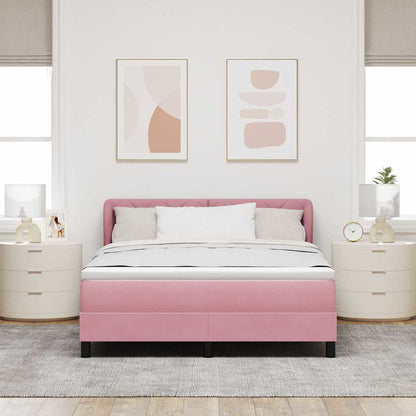 Letto a molle con testiera Rosa 140 x 190 cm Velluto | homemem39