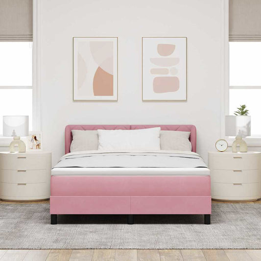 Letto a molle con testiera Rosa 140 x 190 cm Velluto