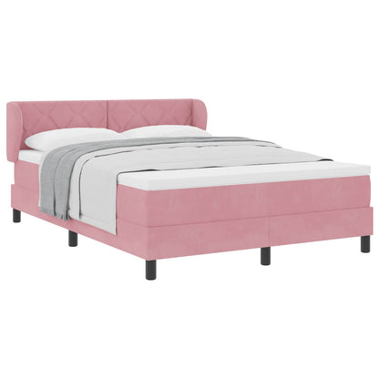 Letto a molle con testiera Rosa 140 x 190 cm Velluto | homemem39
