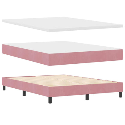 Letto a molle con testiera Rosa 140 x 190 cm Velluto | homemem39