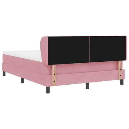 Letto a molle con testiera Rosa 140 x 190 cm Velluto | homemem39