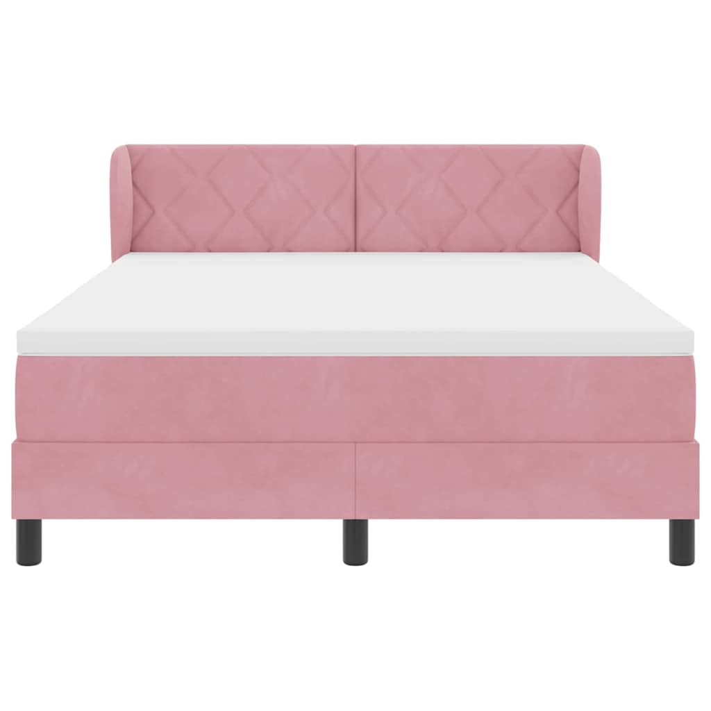Letto a molle con testiera Rosa 140 x 190 cm Velluto | homemem39