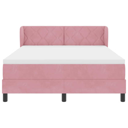 Letto a molle con testiera Rosa 140 x 190 cm Velluto | homemem39