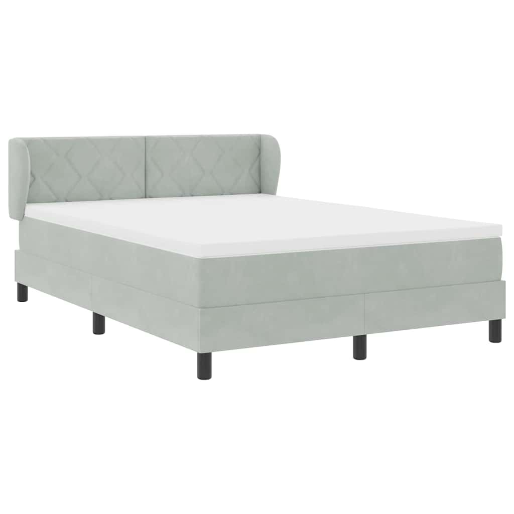 Letto a molle con materasso Grigio chiaro 140 x 200 cm Velluto