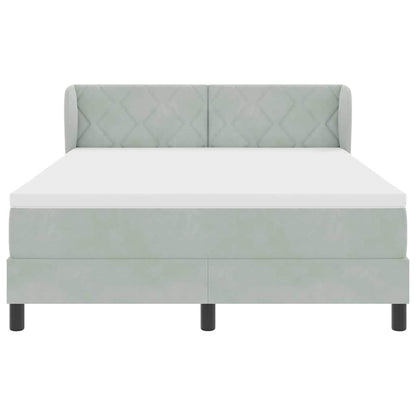 Letto a molle con testiera Grigio chiaro 140 x 200 cm Velluto | homemem39