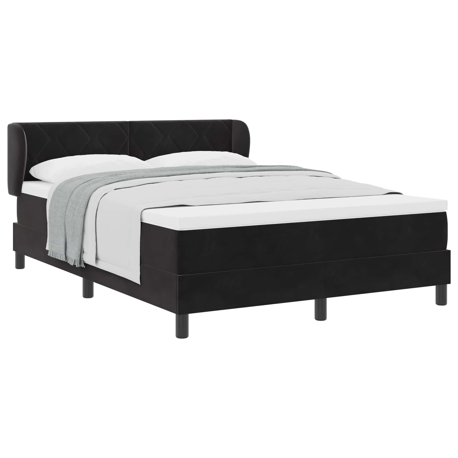 Letto a molle con testiera Nero 140 x 200 cm Velluto | homemem39