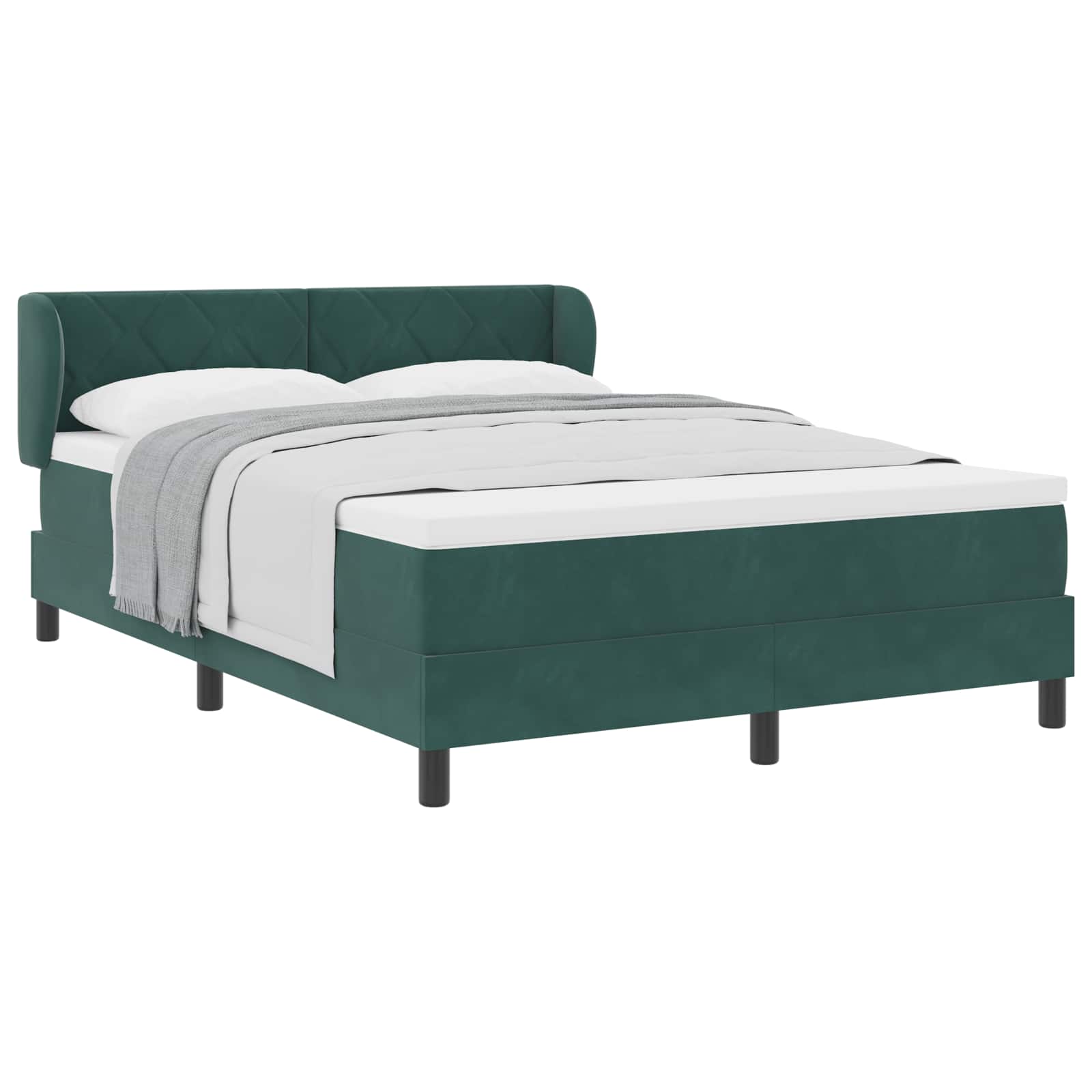 Letto a molle con testiera Verde scuro 140 x 200 cm Velluto | homemem39