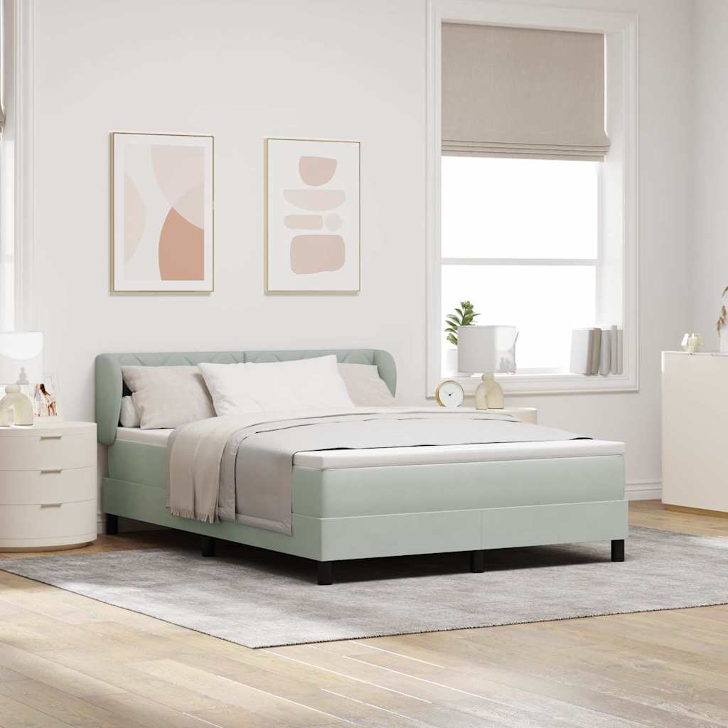 Letto a molle con testiera Grigio chiaro 160 x 200 cm Velluto | homemem39