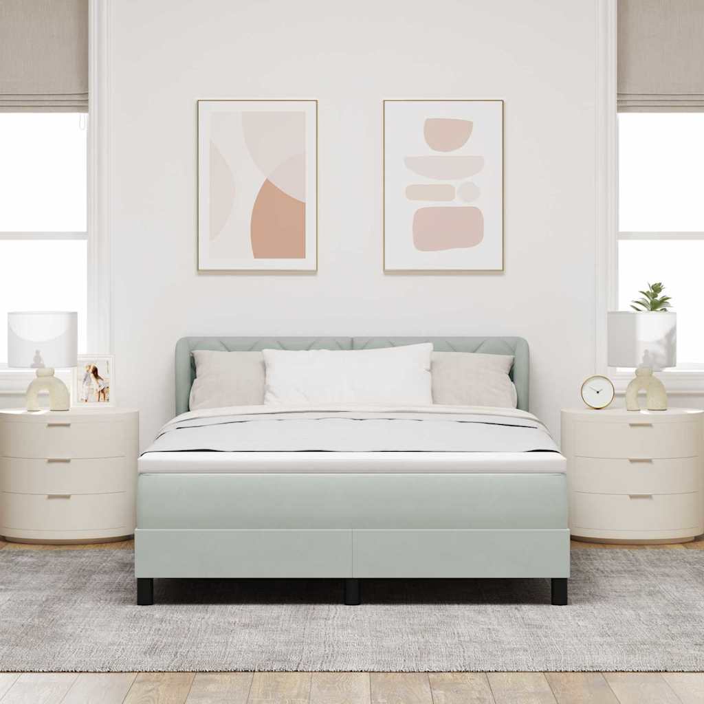 Letto a molle con testiera Grigio chiaro 160 x 200 cm Velluto | homemem39