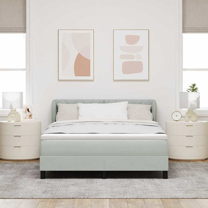 Letto a molle con testiera Grigio chiaro 160 x 200 cm Velluto | homemem39