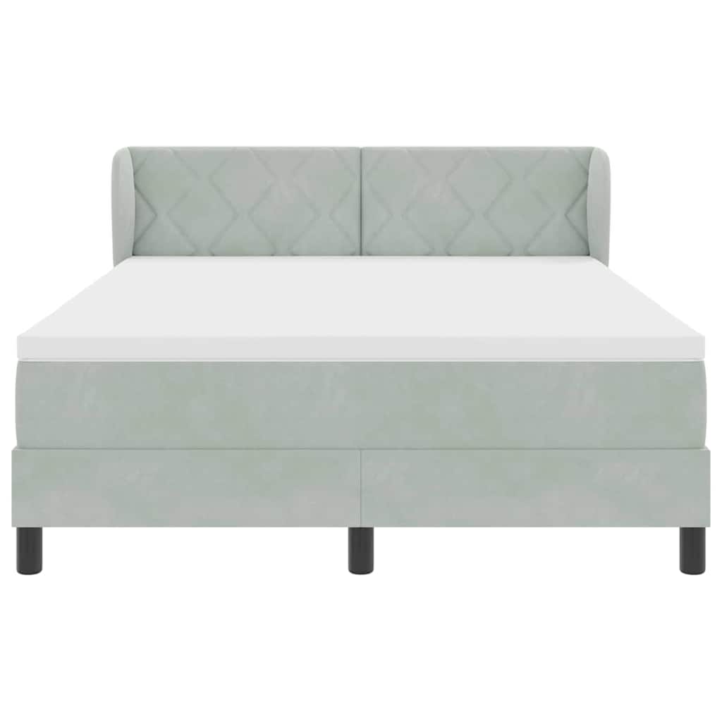 Letto a molle con testiera Grigio chiaro 160 x 200 cm Velluto | homemem39