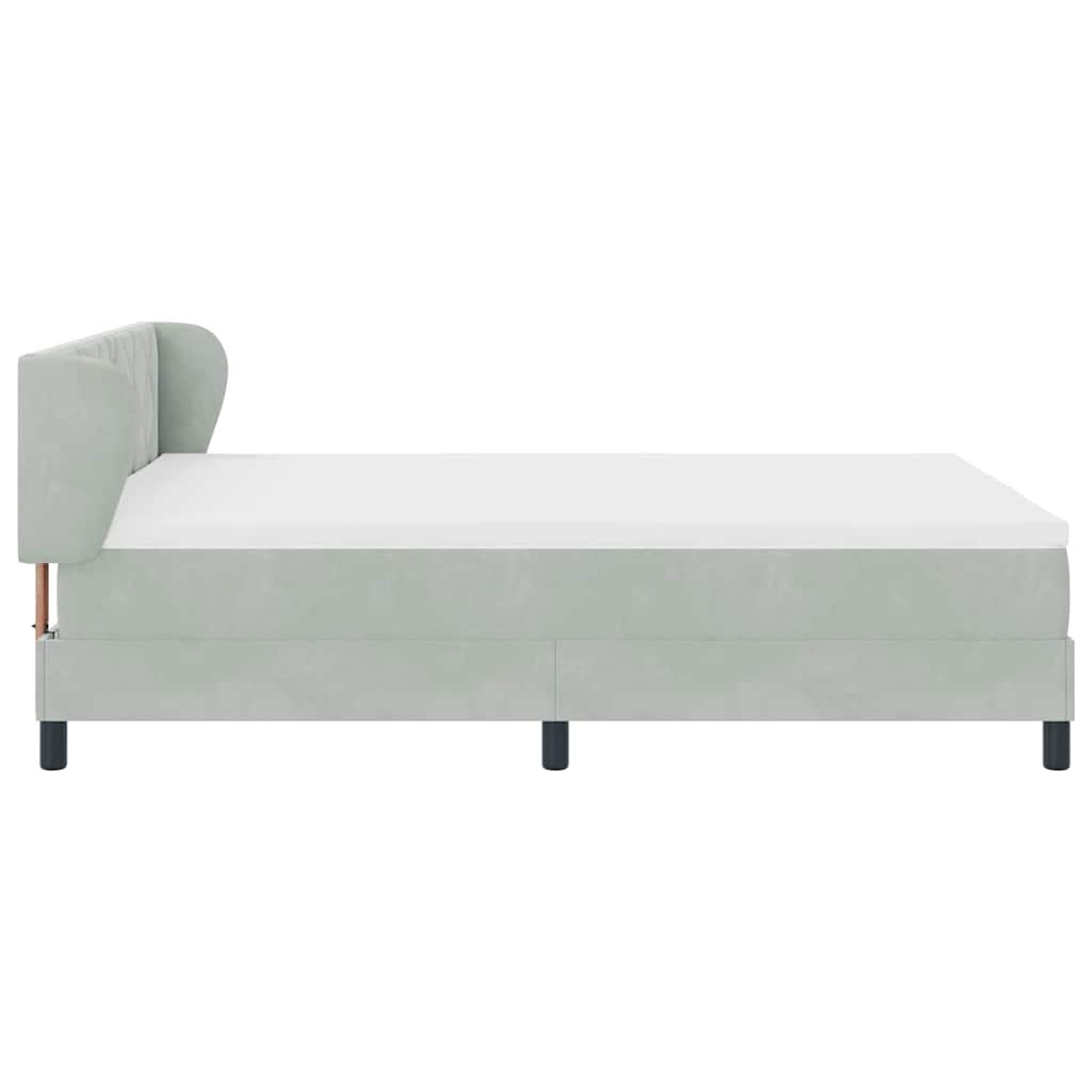 Letto a molle con testiera Grigio chiaro 160 x 200 cm Velluto | homemem39