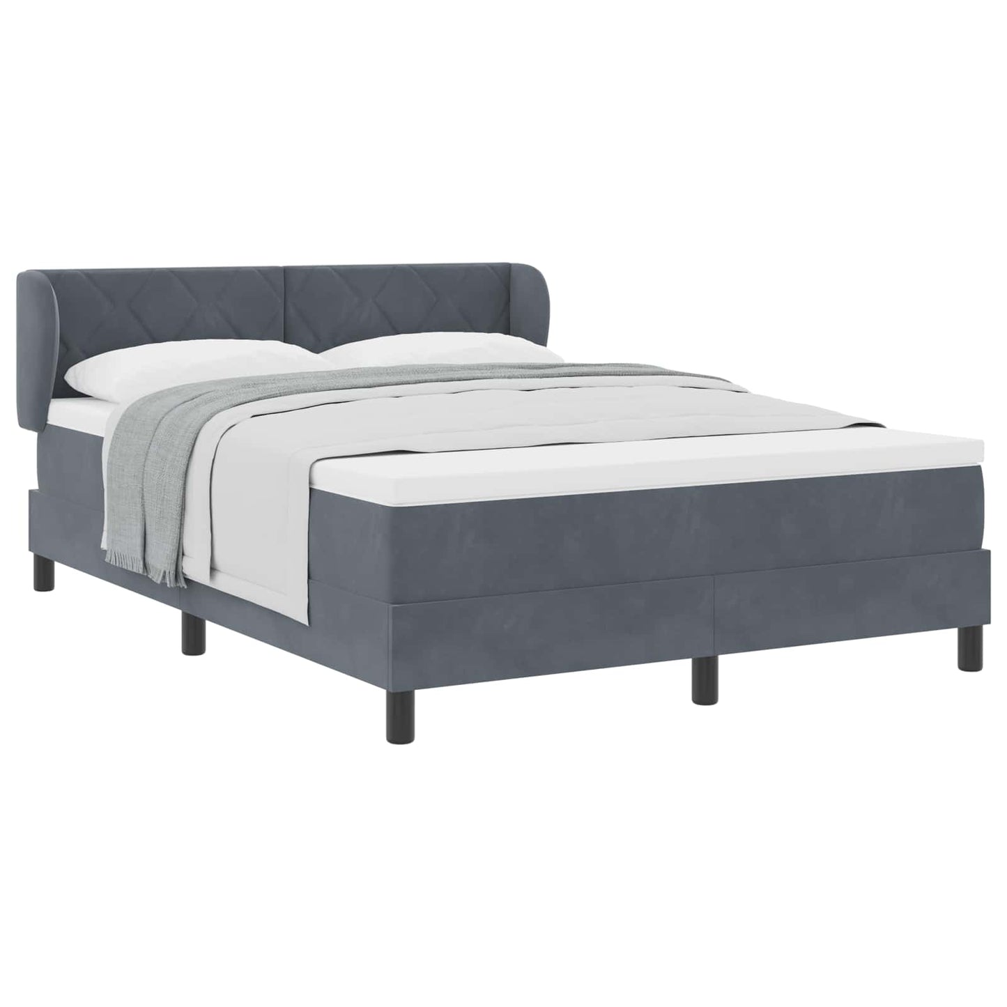 Letto a molle con testiera Grigio scuro 160 x 200 cm Velluto | homemem39