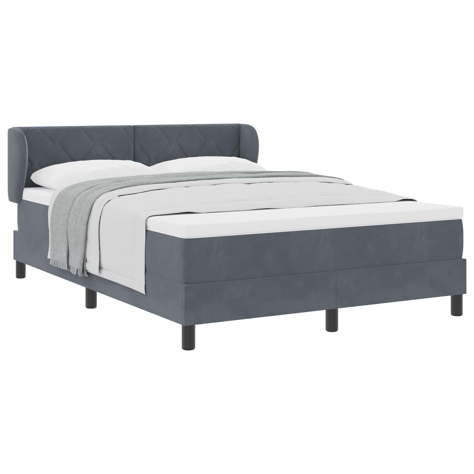 Letto a molle con testiera Grigio scuro 160 x 200 cm Velluto | homemem39