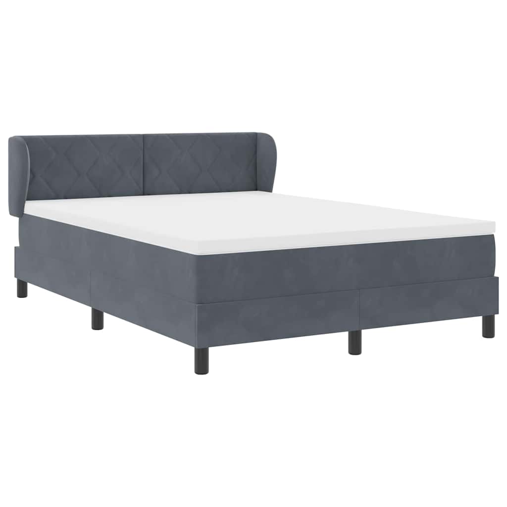 Letto a molle con testiera Grigio scuro 160 x 200 cm Velluto | homemem39