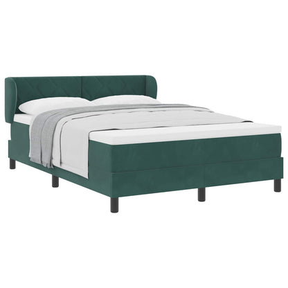 Letto a molle con materasso Verde scuro 160 x 200 cm Velluto