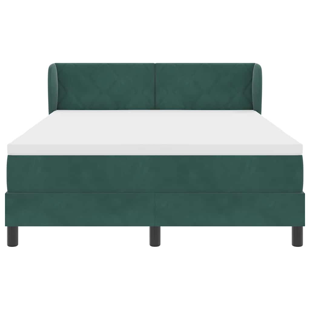 Letto a molle con materasso Verde scuro 160 x 200 cm Velluto