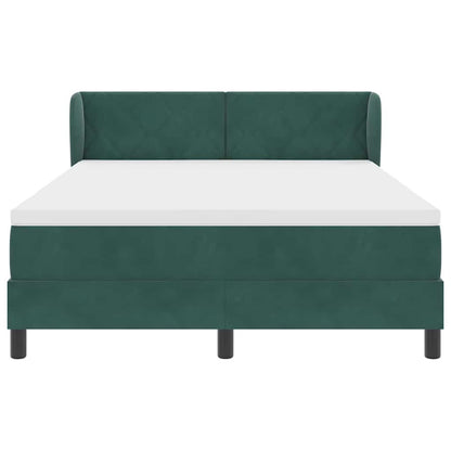 Letto a molle con materasso Verde scuro 160 x 200 cm Velluto