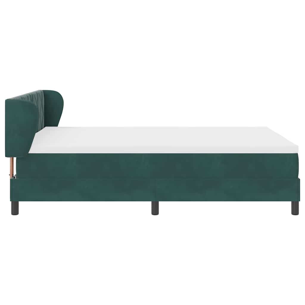 Letto a molle con materasso Verde scuro 160 x 200 cm Velluto