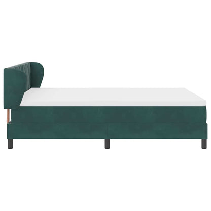 Letto a molle con materasso Verde scuro 160 x 200 cm Velluto
