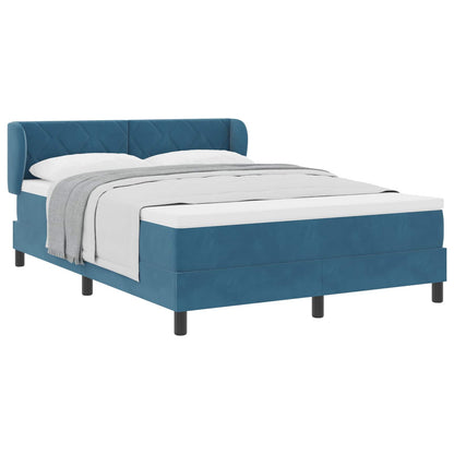 Letto a molle con materasso Blu scuro 160 x 200 cm Velluto