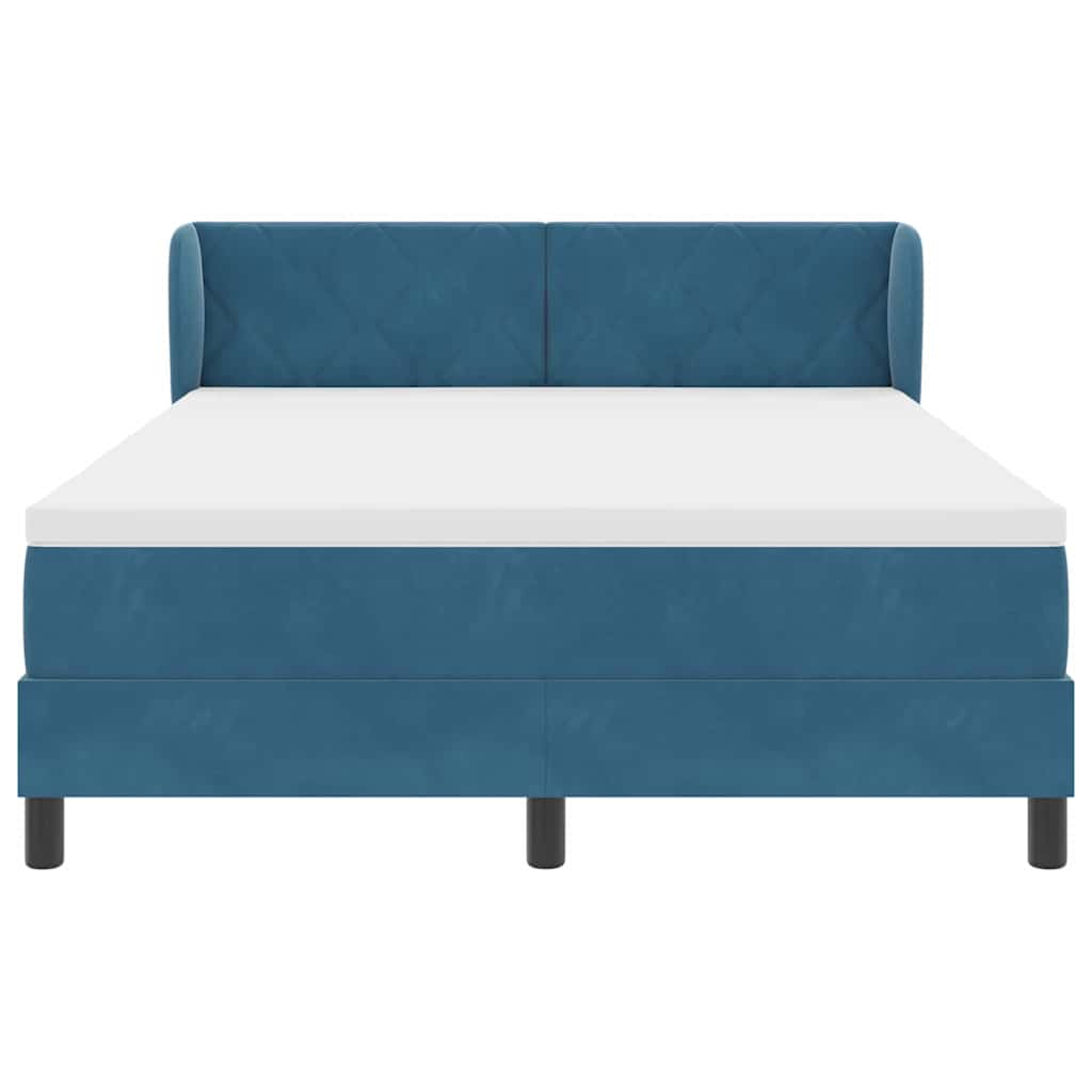 Letto a molle con materasso Blu scuro 160 x 200 cm Velluto