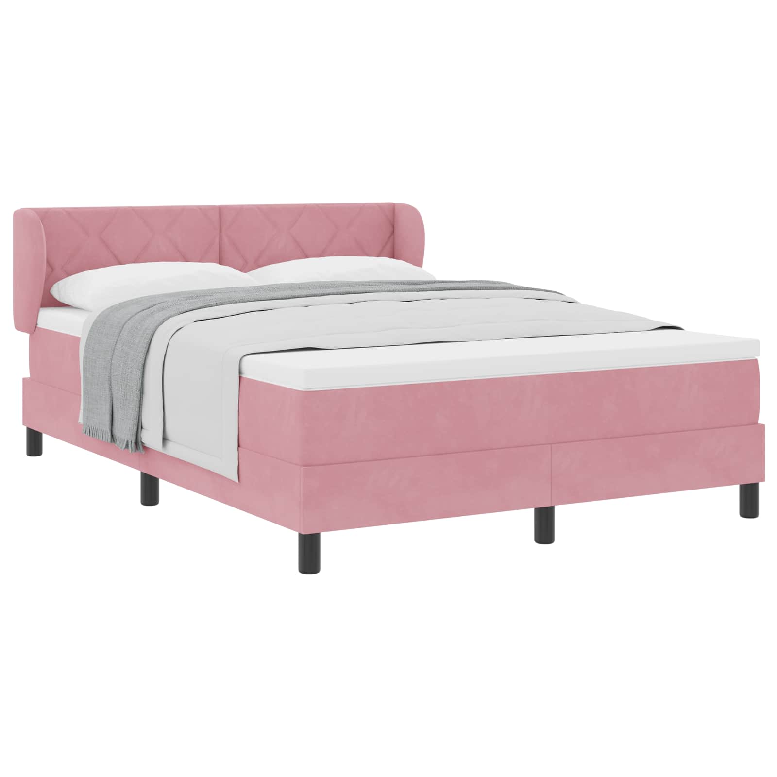 Letto a molle con testiera Rosa 160 x 200 cm Velluto | homemem39