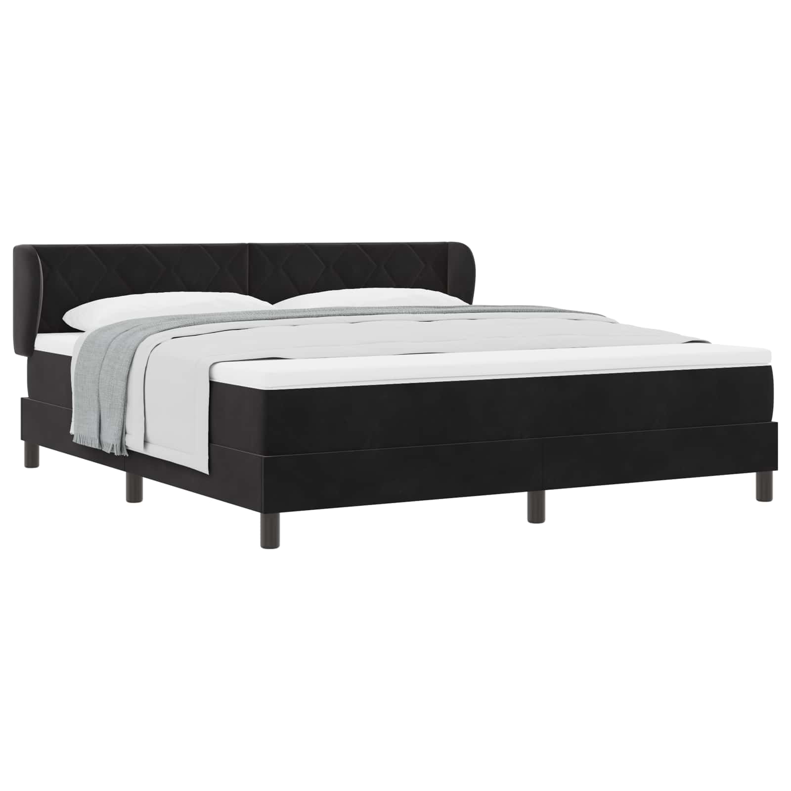 Letto a molle con testiera Nero 180 x 200 cm Velluto | homemem39