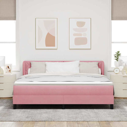 Letto a molle con testiera Rosa 180 x 200 cm Velluto | homemem39