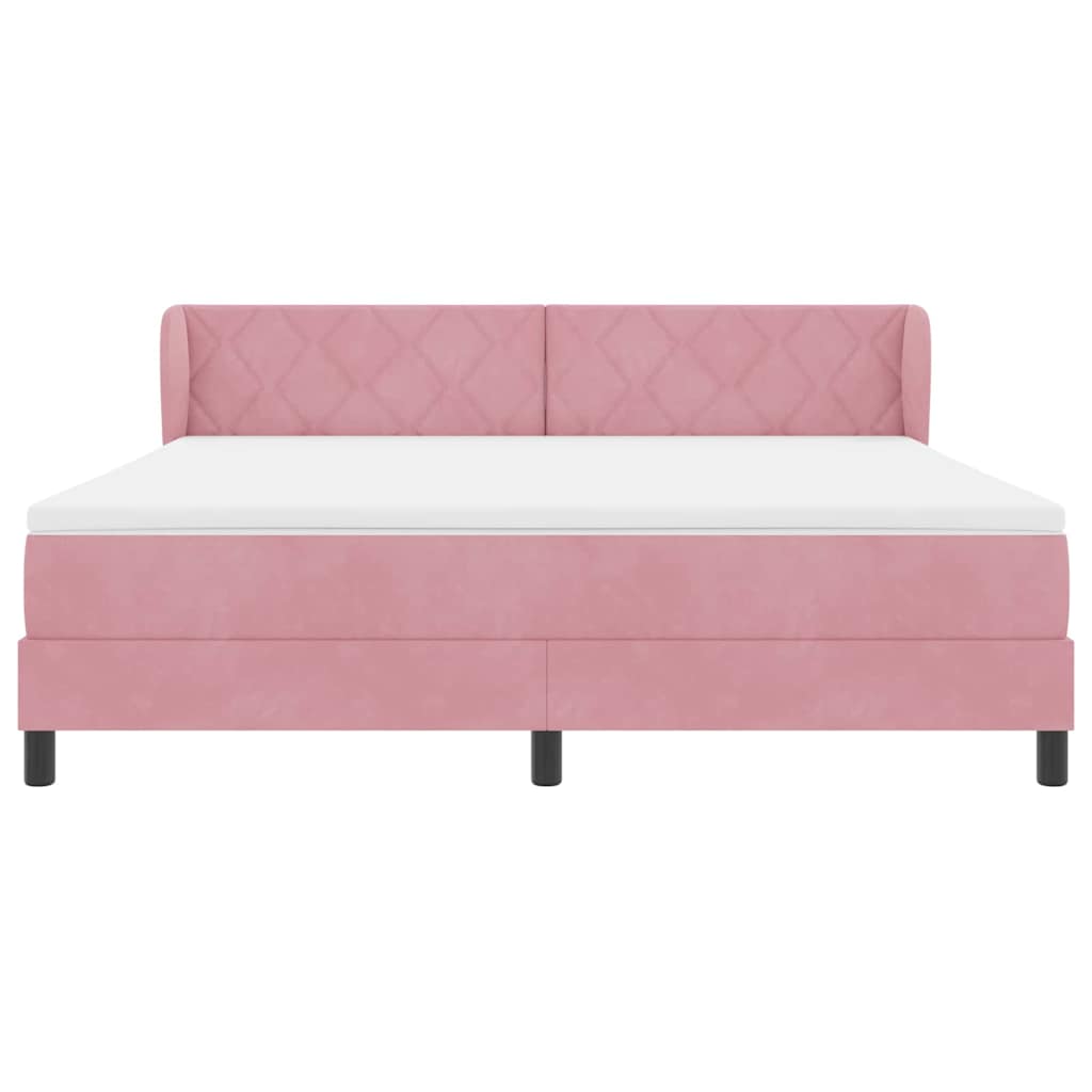 Letto a molle con testiera Rosa 180 x 200 cm Velluto | homemem39