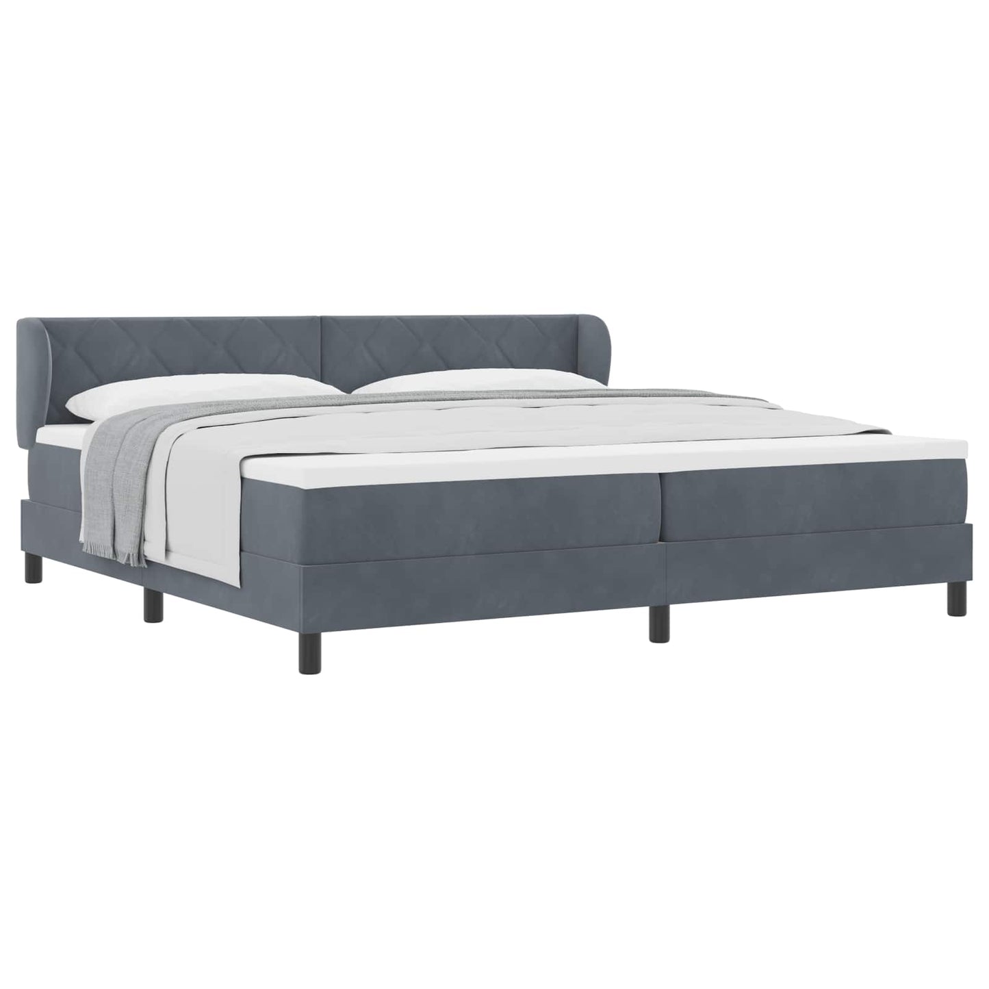 Letto a molle con materasso Grigio scuro 200 x 200 cm Velluto
