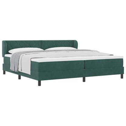 Letto a molle con materasso Verde scuro 200 x 200 cm Velluto