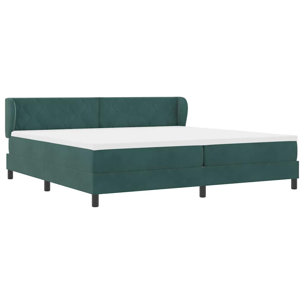 Letto a molle con materasso Verde scuro 200 x 200 cm Velluto