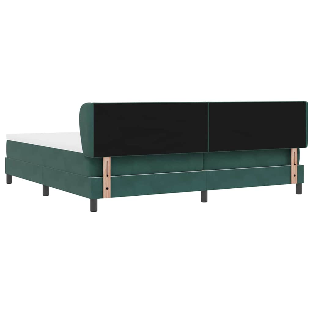Letto a molle con materasso Verde scuro 200 x 200 cm Velluto
