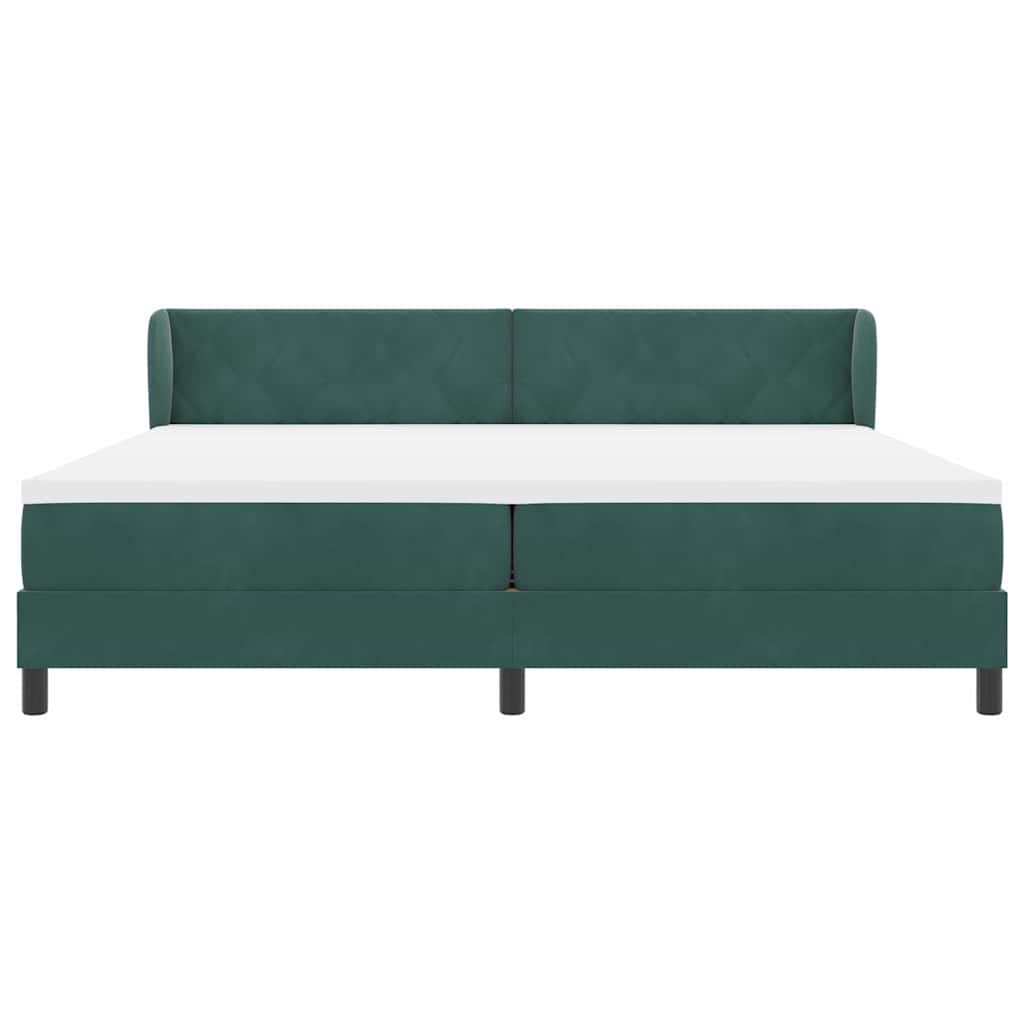 Letto a molle con materasso Verde scuro 200 x 200 cm Velluto