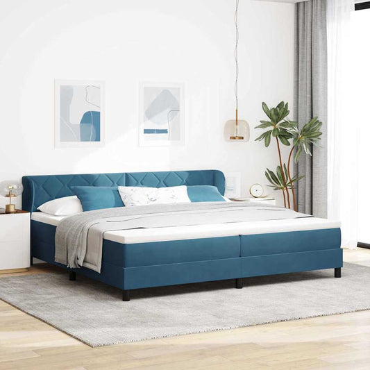 Letto a molle con testiera Blu scuro 200 x 200 cm Velluto | homemem39