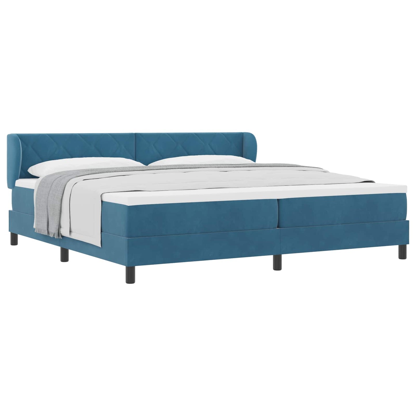 Letto a molle con testiera Blu scuro 200 x 200 cm Velluto | homemem39