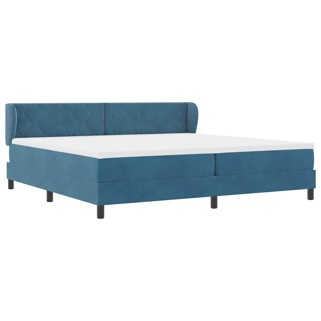 Letto a molle con testiera Blu scuro 200 x 200 cm Velluto | homemem39