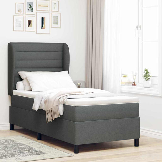Letto a molle con materasso Grigio scuro 80 x 200 cm Tessuto | homemem39