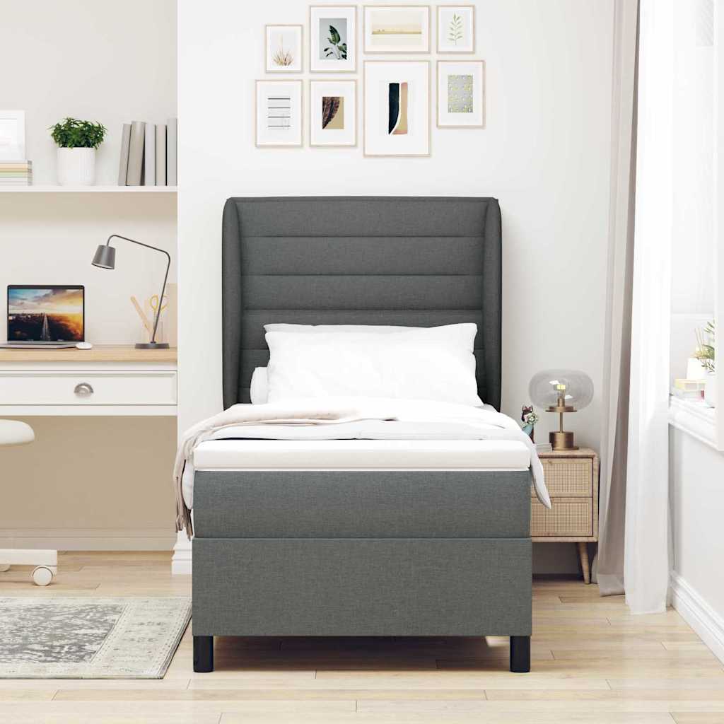 Letto a molle con materasso Grigio scuro 80 x 200 cm Tessuto | homemem39