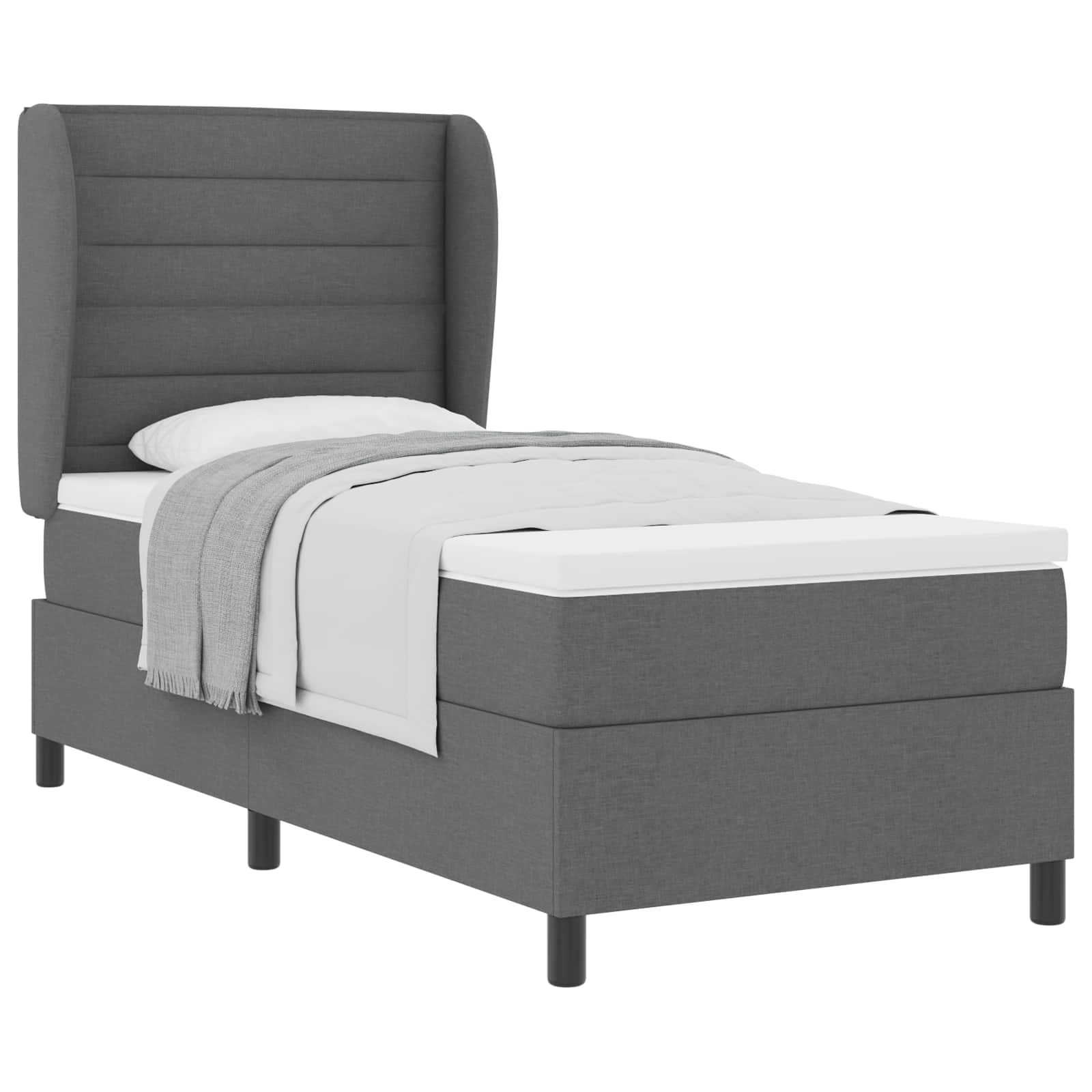 Letto a molle con materasso Grigio scuro 80 x 200 cm Tessuto | homemem39