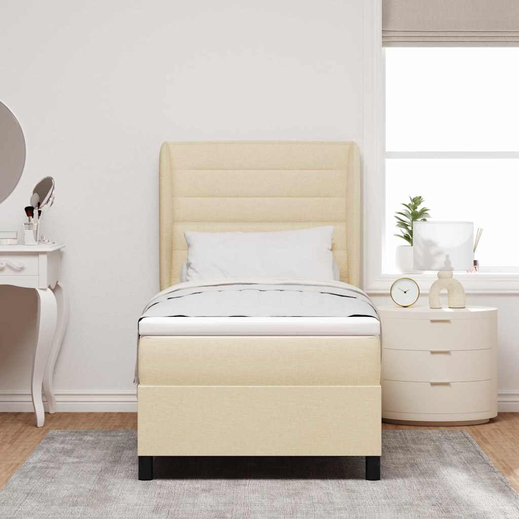 Letto a molle con materasso Crema 90 x 190 cm Tessuto | homemem39